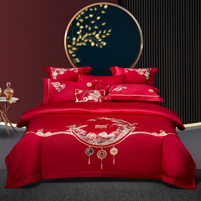 91家纺网 家纺一手货源 找家纺 （总）高大尚 2023新款40s全工艺喷气纯棉婚庆多件套