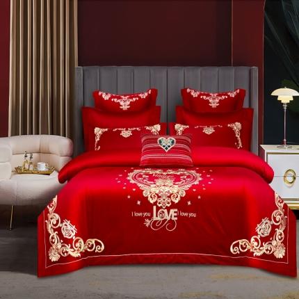 91家纺网 家纺一手货源 找家纺 （总）高大尚 2023新款40s全工艺喷气纯棉婚庆多件套