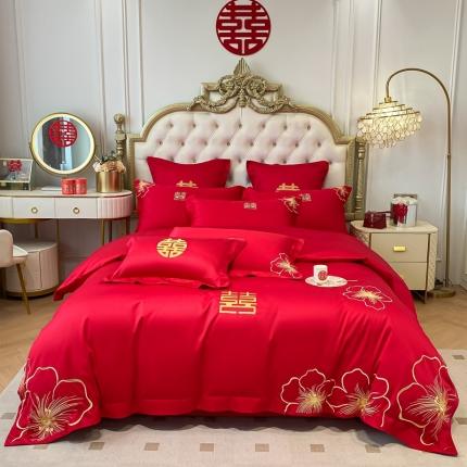 欧乐蒂 2025新款全棉婚庆四件套 花开富贵