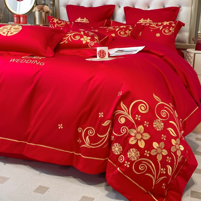 91家纺网 家纺一手货源 找家纺 欧乐蒂 2025新款全棉婚庆四件套 金枝玉叶