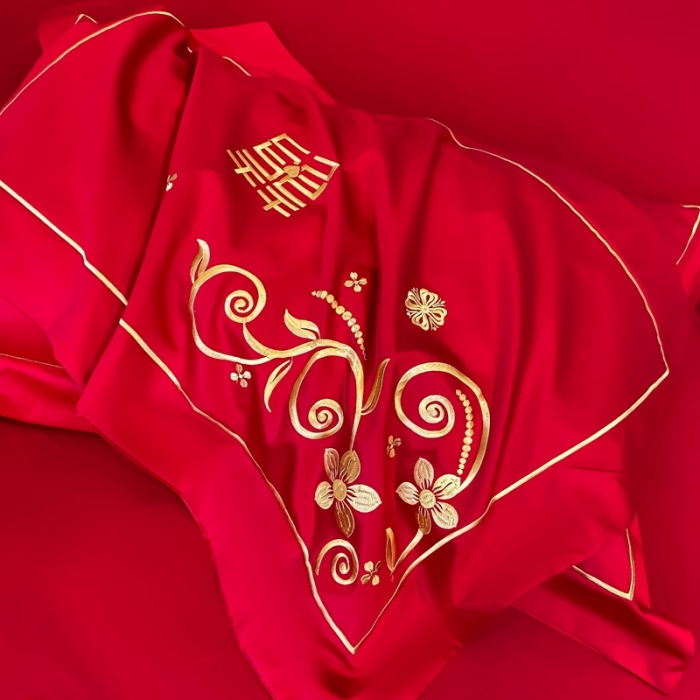 91家纺网 家纺一手货源 找家纺 欧乐蒂 2025新款全棉婚庆四件套 金枝玉叶