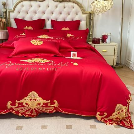 欧乐蒂 2025新款全棉婚庆四件套 锦绣佳缘