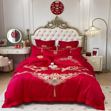 欧乐蒂 2025新款全棉婚庆四件套 龙姿凤彩