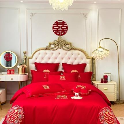 欧乐蒂 2025新款全棉婚庆四件套 双喜临门