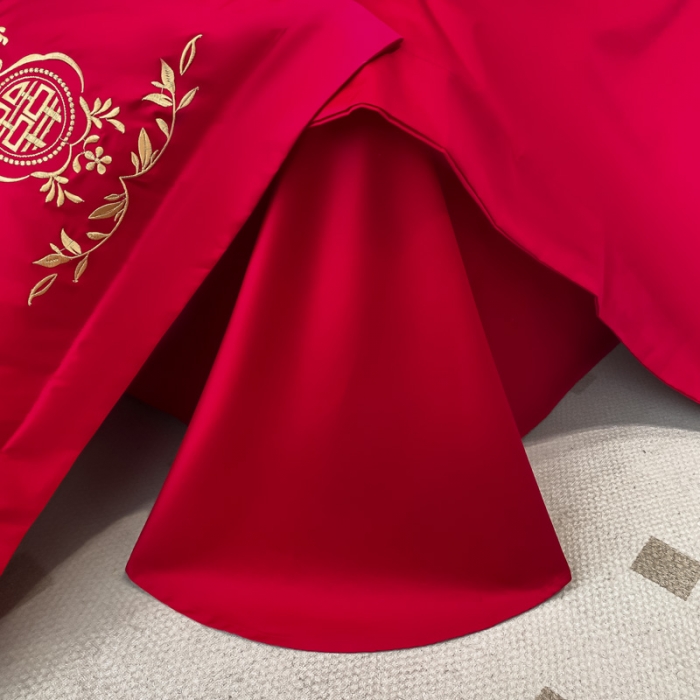 91家纺网 家纺一手货源 找家纺 欧乐蒂 2025新款全棉婚庆四件套 喜事连连