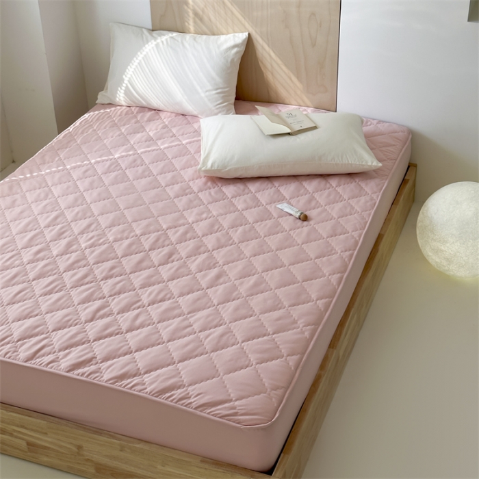 91家纺网 家纺一手货源 找家纺 三味舒屋 2024新款磨毛三防夹棉床笠床垫保护罩 清新粉