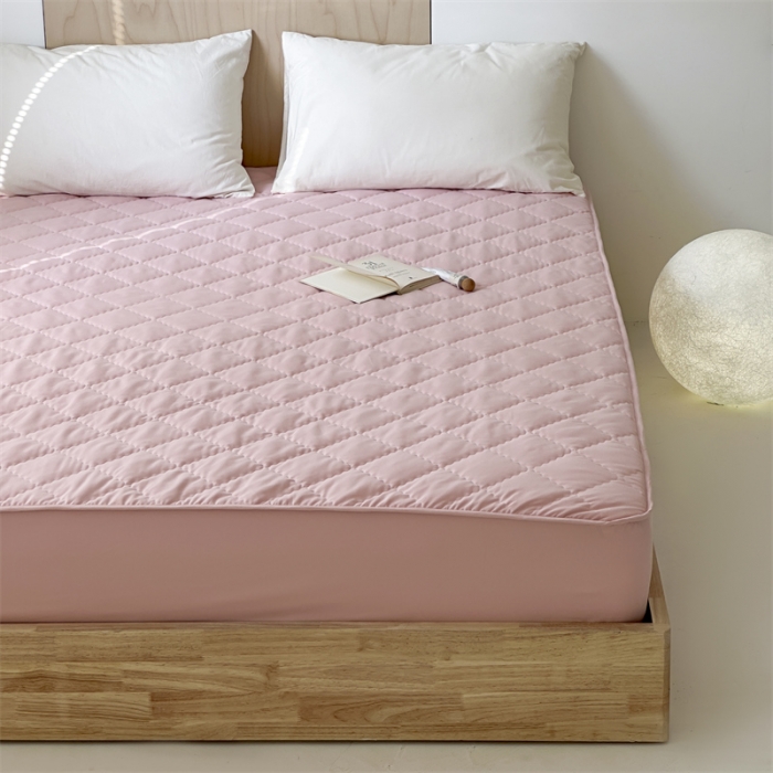 91家纺网 家纺一手货源 找家纺 三味舒屋 2024新款磨毛三防夹棉床笠床垫保护罩 清新粉