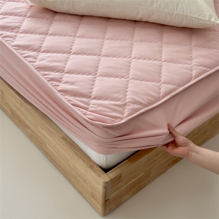 91家纺网 家纺一手货源 找家纺 三味舒屋 2024新款磨毛三防夹棉床笠床垫保护罩 清新粉