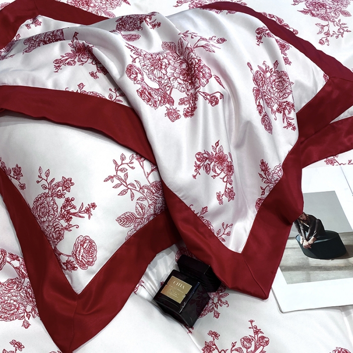 91家纺网 家纺一手货源 找家纺 优悦 2023新款轻奢磨毛四件套-花玉成妆 花玉成妆-红