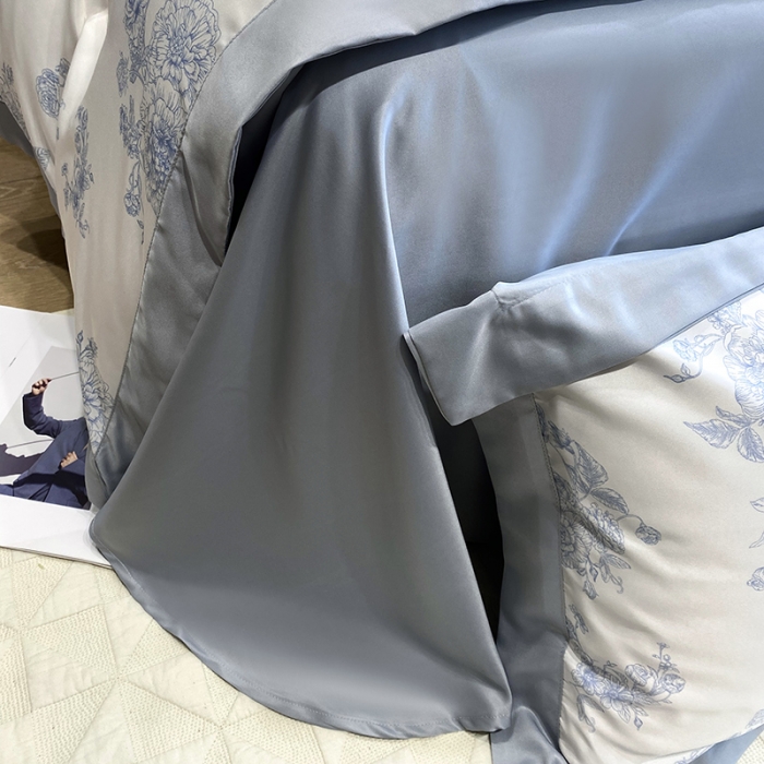 91家纺网 家纺一手货源 找家纺 优悦 2023新款轻奢磨毛四件套-花玉成妆 花玉成妆-灰