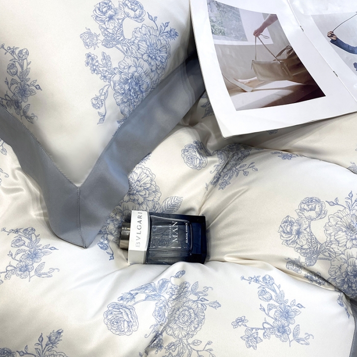 91家纺网 家纺一手货源 找家纺 优悦 2023新款轻奢磨毛四件套-花玉成妆 花玉成妆-灰