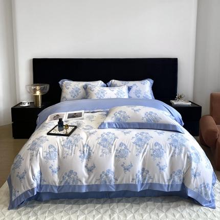 优悦 2023新款轻奢磨毛四件套-花玉成妆 花玉成妆-蓝