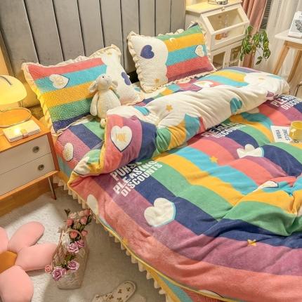 91家纺网 家纺一手货源 找家纺 （总）索飞特 2023新款牛奶绒夹棉绗缝床盖三件套四件套