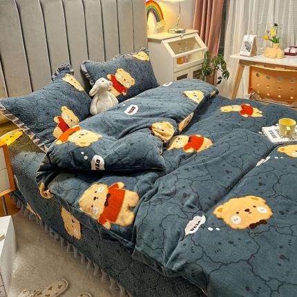 91家纺网 家纺一手货源 找家纺 （总）索飞特 2023新款牛奶绒夹棉绗缝床盖三件套四件套