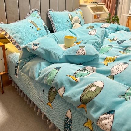 91家纺网 家纺一手货源 找家纺 （总）索飞特 2023新款牛奶绒夹棉绗缝床盖三件套四件套