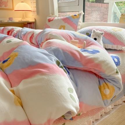 91家纺网 家纺一手货源 找家纺 （总）索飞特 2023新款牛奶绒夹棉绗缝床盖三件套四件套