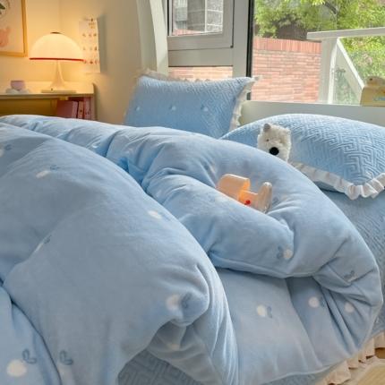 91家纺网 家纺一手货源 找家纺 （总）索飞特 2023新款牛奶绒夹棉绗缝床盖三件套四件套
