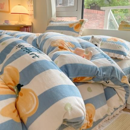 91家纺网 家纺一手货源 找家纺 （总）索飞特 2023新款牛奶绒夹棉绗缝床盖三件套四件套