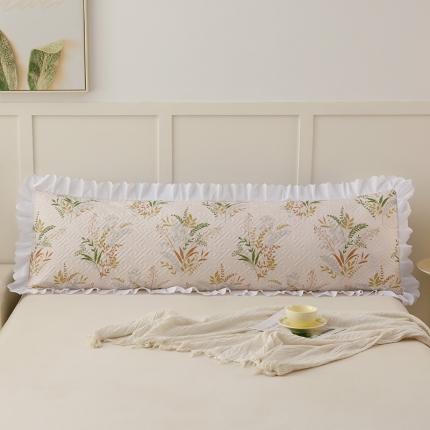 91家纺网 家纺一手货源 找家纺 艾兜坊 2023新款磨毛夹棉花边双人枕套 仙草