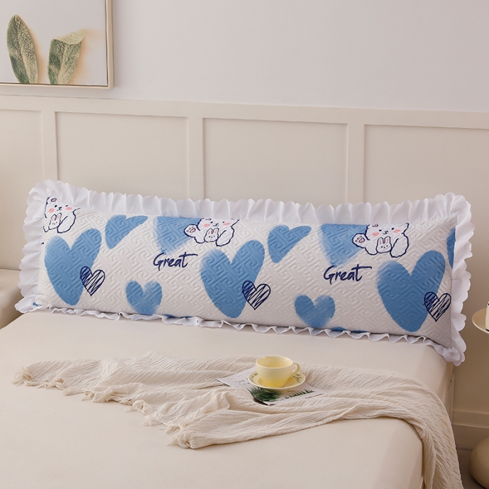 91家纺网 家纺一手货源 找家纺 艾兜坊 2023新款磨毛夹棉花边双人枕套 爱心熊