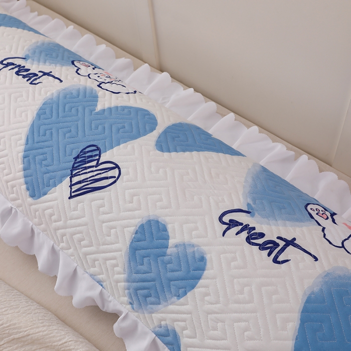 91家纺网 家纺一手货源 找家纺 艾兜坊 2023新款磨毛夹棉花边双人枕套 爱心熊