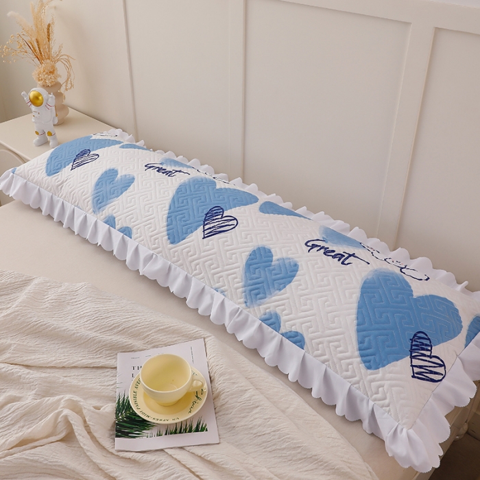 91家纺网 家纺一手货源 找家纺 艾兜坊 2023新款磨毛夹棉花边双人枕套 爱心熊