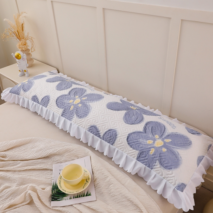 91家纺网 家纺一手货源 找家纺 艾兜坊 2023新款磨毛夹棉花边双人枕套 花卉-兰