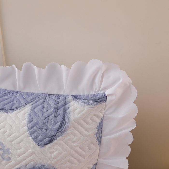 91家纺网 家纺一手货源 找家纺 艾兜坊 2023新款磨毛夹棉花边双人枕套 花卉-兰