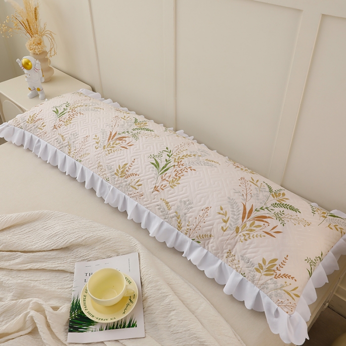 91家纺网 家纺一手货源 找家纺 艾兜坊 2023新款磨毛夹棉花边双人枕套 仙草