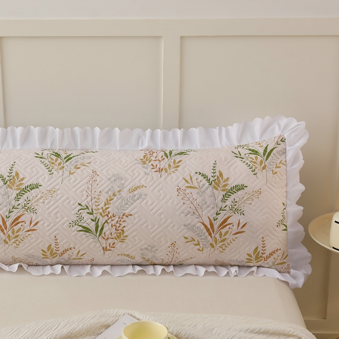 91家纺网 家纺一手货源 找家纺 艾兜坊 2023新款磨毛夹棉花边双人枕套 仙草