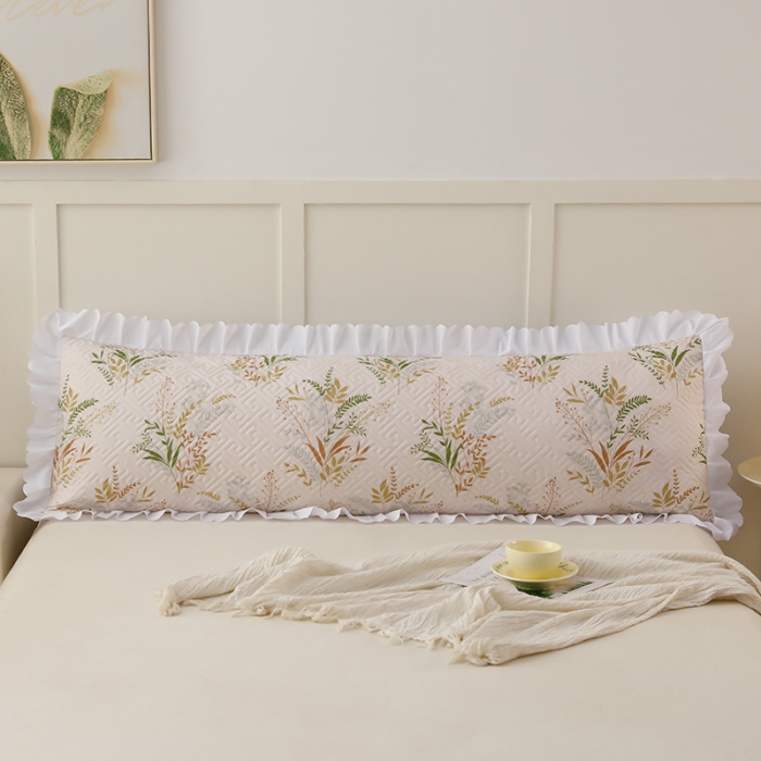 91家纺网 家纺一手货源 找家纺 艾兜坊 2023新款磨毛夹棉花边双人枕套 仙草