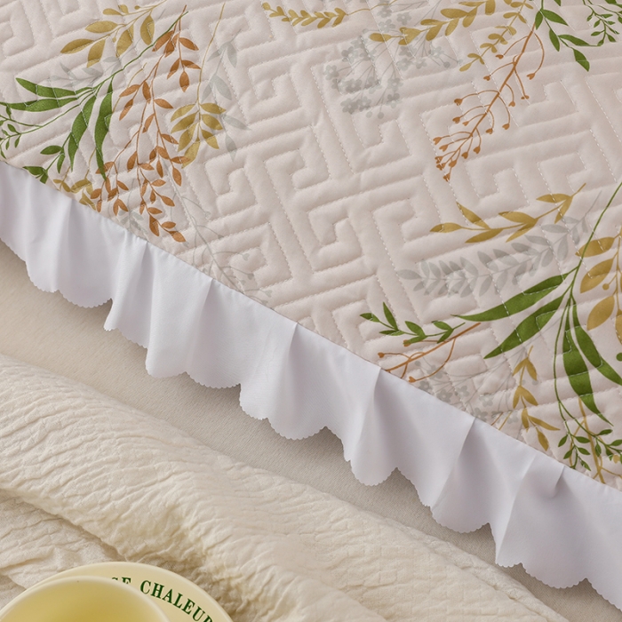 91家纺网 家纺一手货源 找家纺 艾兜坊 2023新款磨毛夹棉花边双人枕套 仙草