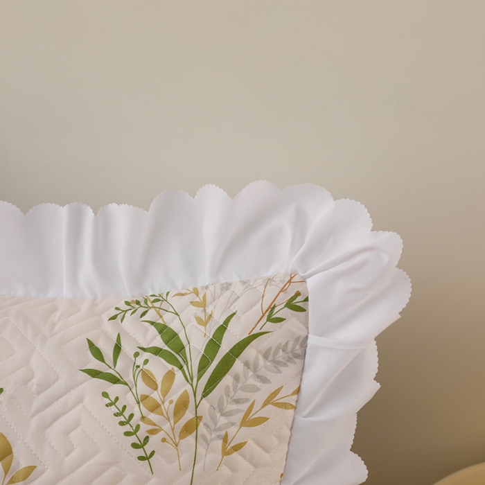 91家纺网 家纺一手货源 找家纺 艾兜坊 2023新款磨毛夹棉花边双人枕套 仙草