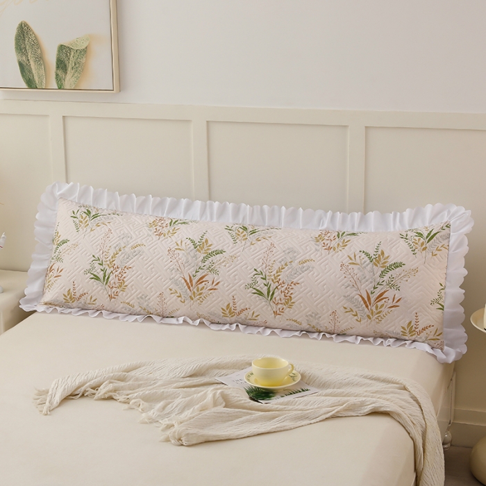 91家纺网 家纺一手货源 找家纺 艾兜坊 2023新款磨毛夹棉花边双人枕套 仙草