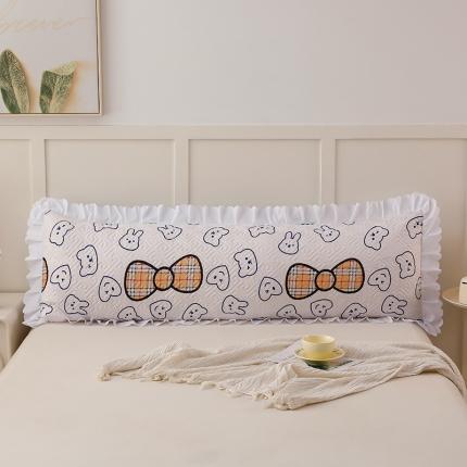 艾兜坊 2023新款磨毛夹棉花边双人枕套 蝴蝶结