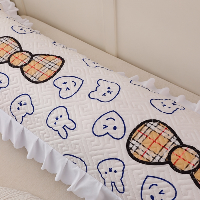 91家纺网 家纺一手货源 找家纺 艾兜坊 2023新款磨毛夹棉花边双人枕套 蝴蝶结