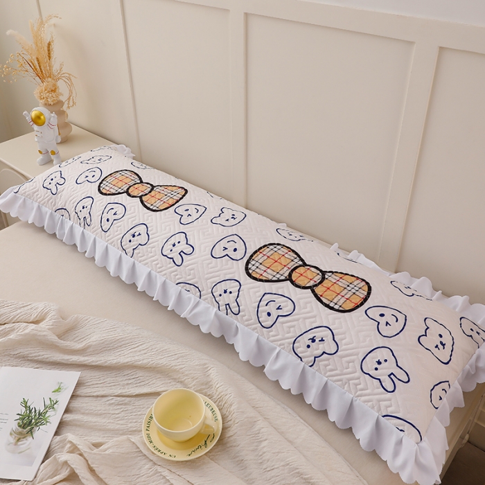 91家纺网 家纺一手货源 找家纺 艾兜坊 2023新款磨毛夹棉花边双人枕套 蝴蝶结