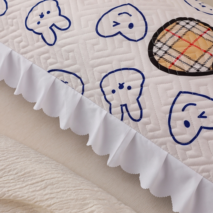 91家纺网 家纺一手货源 找家纺 艾兜坊 2023新款磨毛夹棉花边双人枕套 蝴蝶结