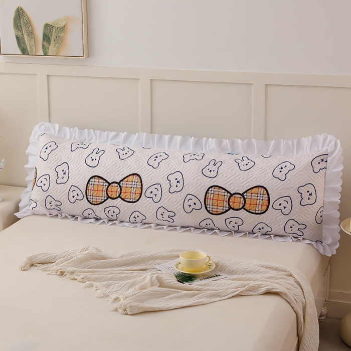 91家纺网 家纺一手货源 找家纺 艾兜坊 2023新款磨毛夹棉花边双人枕套 蝴蝶结