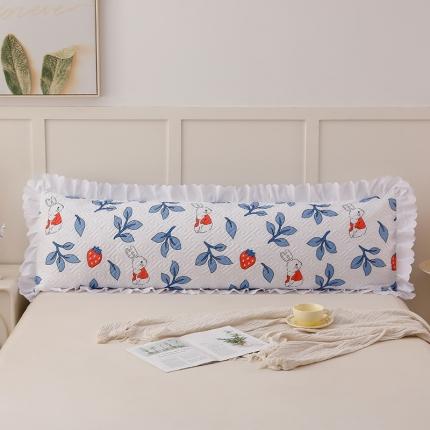 艾兜坊 2023新款磨毛夹棉花边双人枕套 草莓兔