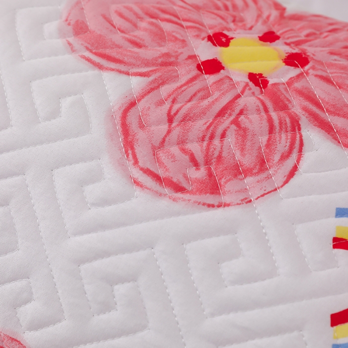 91家纺网 家纺一手货源 找家纺 艾兜坊 2023新款磨毛夹棉花边双人枕套 花卉-粉