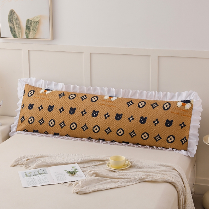 91家纺网 家纺一手货源 找家纺 艾兜坊 2023新款磨毛夹棉花边双人枕套 山茶花