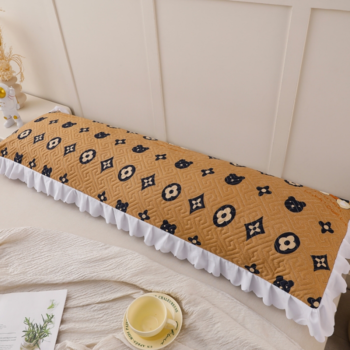 91家纺网 家纺一手货源 找家纺 艾兜坊 2023新款磨毛夹棉花边双人枕套 山茶花