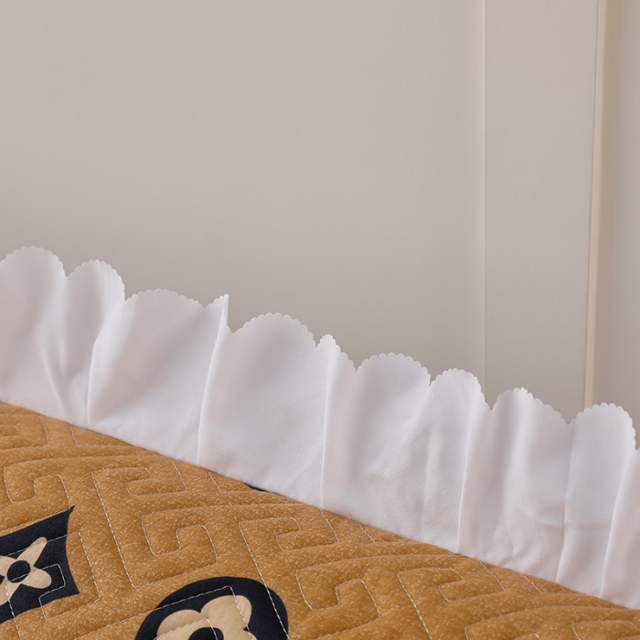 91家纺网 家纺一手货源 找家纺 艾兜坊 2023新款磨毛夹棉花边双人枕套 山茶花