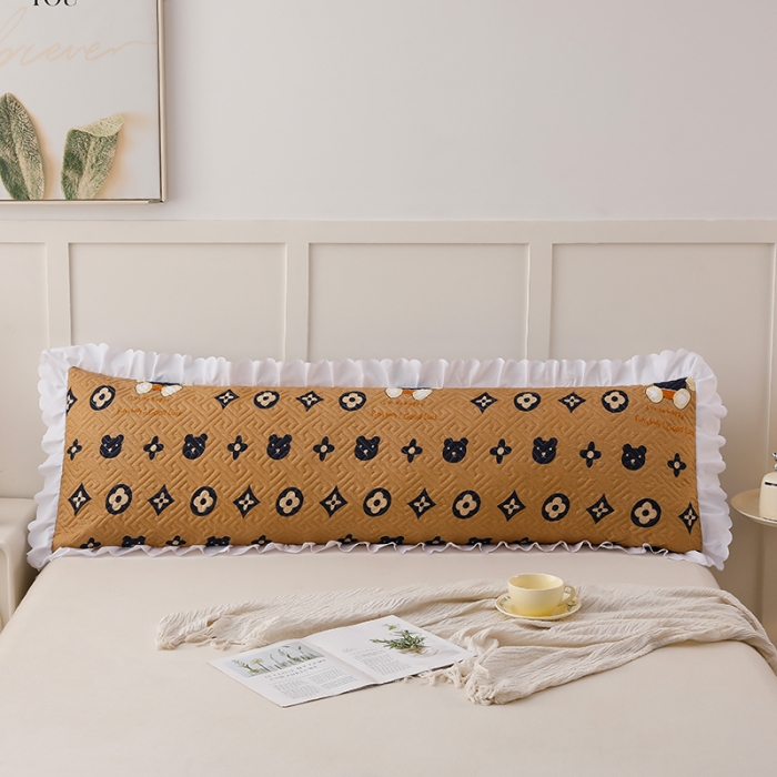 91家纺网 家纺一手货源 找家纺 艾兜坊 2023新款磨毛夹棉花边双人枕套 山茶花