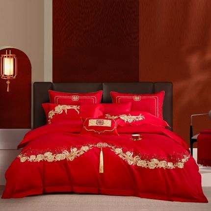 91家纺网 家纺一手货源 找家纺 高大尚 2023秋冬新品长绒棉臻棉系列四件套 浪漫相遇（金）