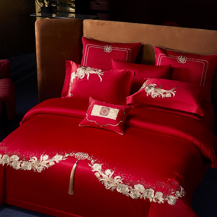 91家纺网 家纺一手货源 找家纺 高大尚 2023秋冬新品长绒棉臻棉系列四件套 浪漫相遇（金）