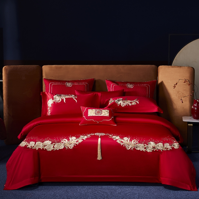 91家纺网 家纺一手货源 找家纺 高大尚 2023秋冬新品长绒棉臻棉系列四件套 浪漫相遇（金）