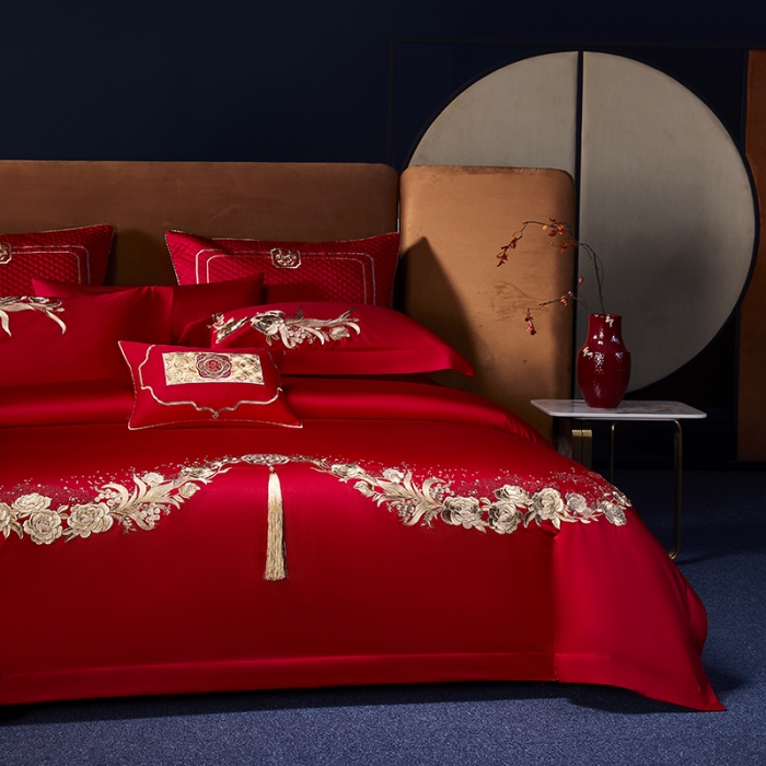 91家纺网 家纺一手货源 找家纺 高大尚 2023秋冬新品长绒棉臻棉系列四件套 浪漫相遇（金）