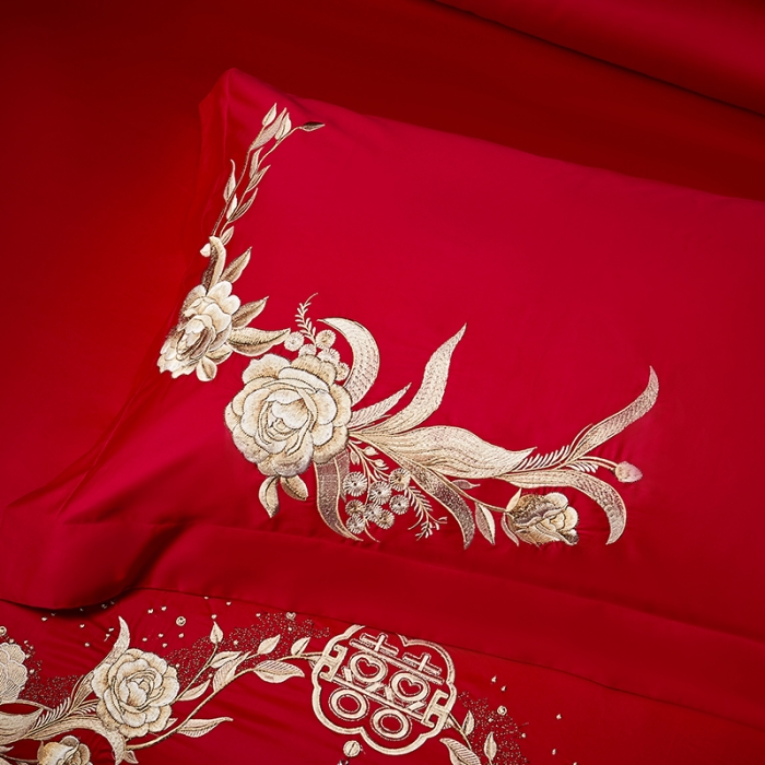 91家纺网 家纺一手货源 找家纺 高大尚 2023秋冬新品长绒棉臻棉系列四件套 浪漫相遇（金）